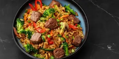 Blumenkohlreis mit Rindfleisch