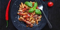 Pasta mit selbstgemachter all'arabbiata Sauce