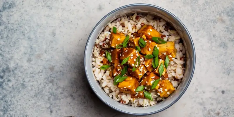 Riso basmati con tofu in salsa di senape al miele