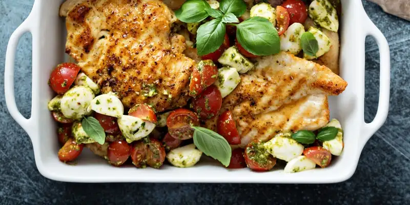 Kurczak z Mozzarellą z warzywami z piekarnika